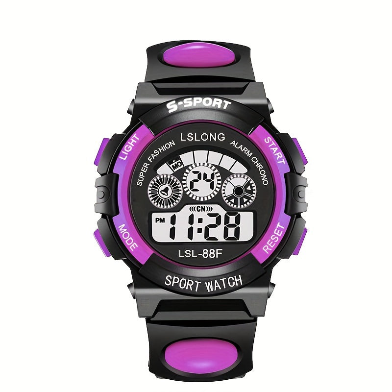 Boys And Girls Multifunctional Waterproof Sports Colorful Luminous Electronic Watch, Ideal choice for Gifts For King's Day