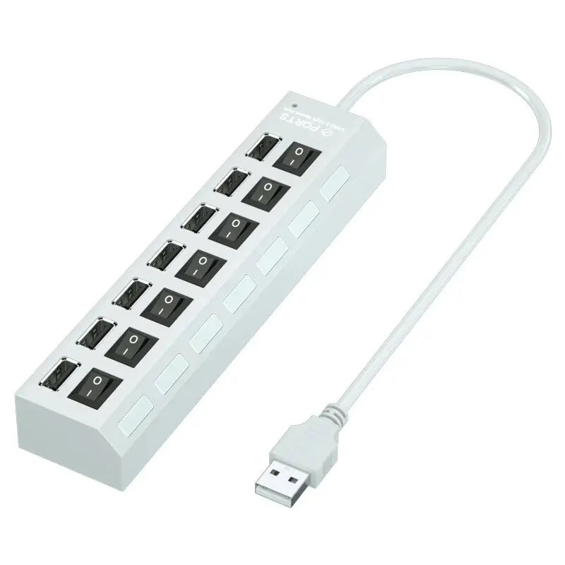 Hub USB 2.0 de alta velocidad con 4/7 con interruptor de luz LED para PC y portátil