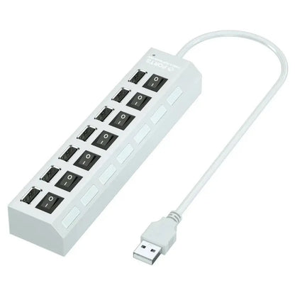 Hub USB 2.0 de alta velocidad con 4/7 con interruptor de luz LED para PC y portátil