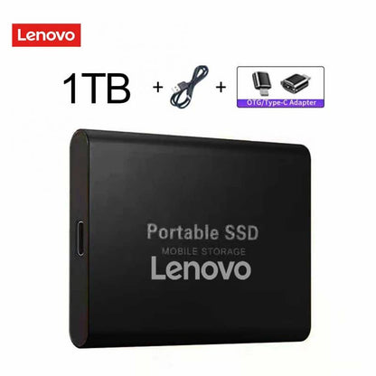 Disco duro externo portátil Lenovo SSD de 1 TB, 2 TB y 32 TB con conexión USB 3.1/Tipo C para portátiles y Mac.
