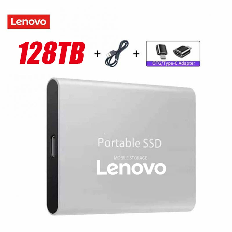 Disco duro externo portátil Lenovo SSD de 1 TB, 2 TB y 32 TB con conexión USB 3.1/Tipo C para portátiles y Mac.