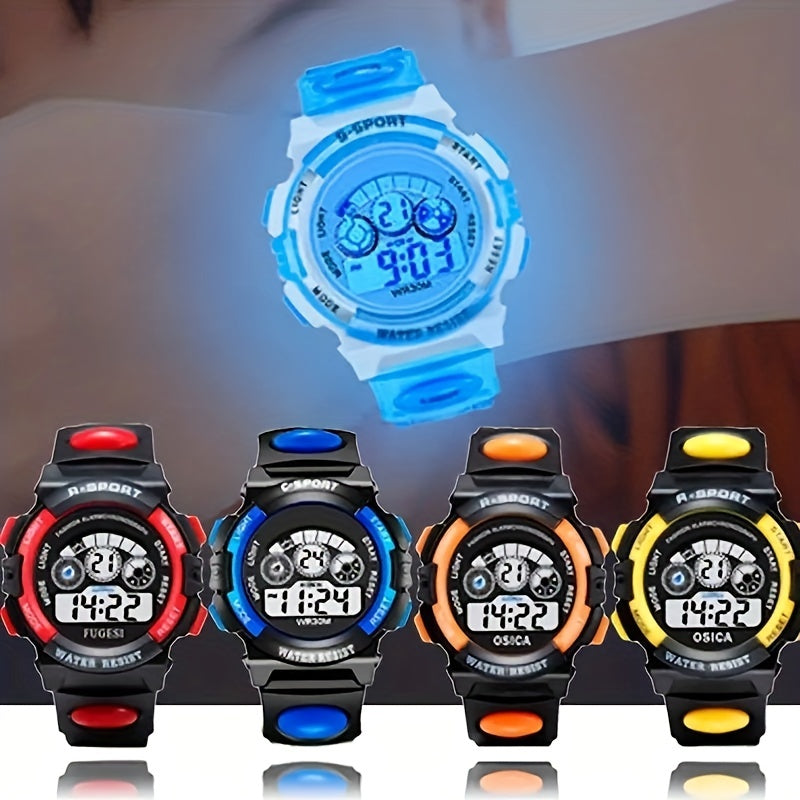 Boys And Girls Multifunctional Waterproof Sports Colorful Luminous Electronic Watch, Ideal choice for Gifts For King's Day